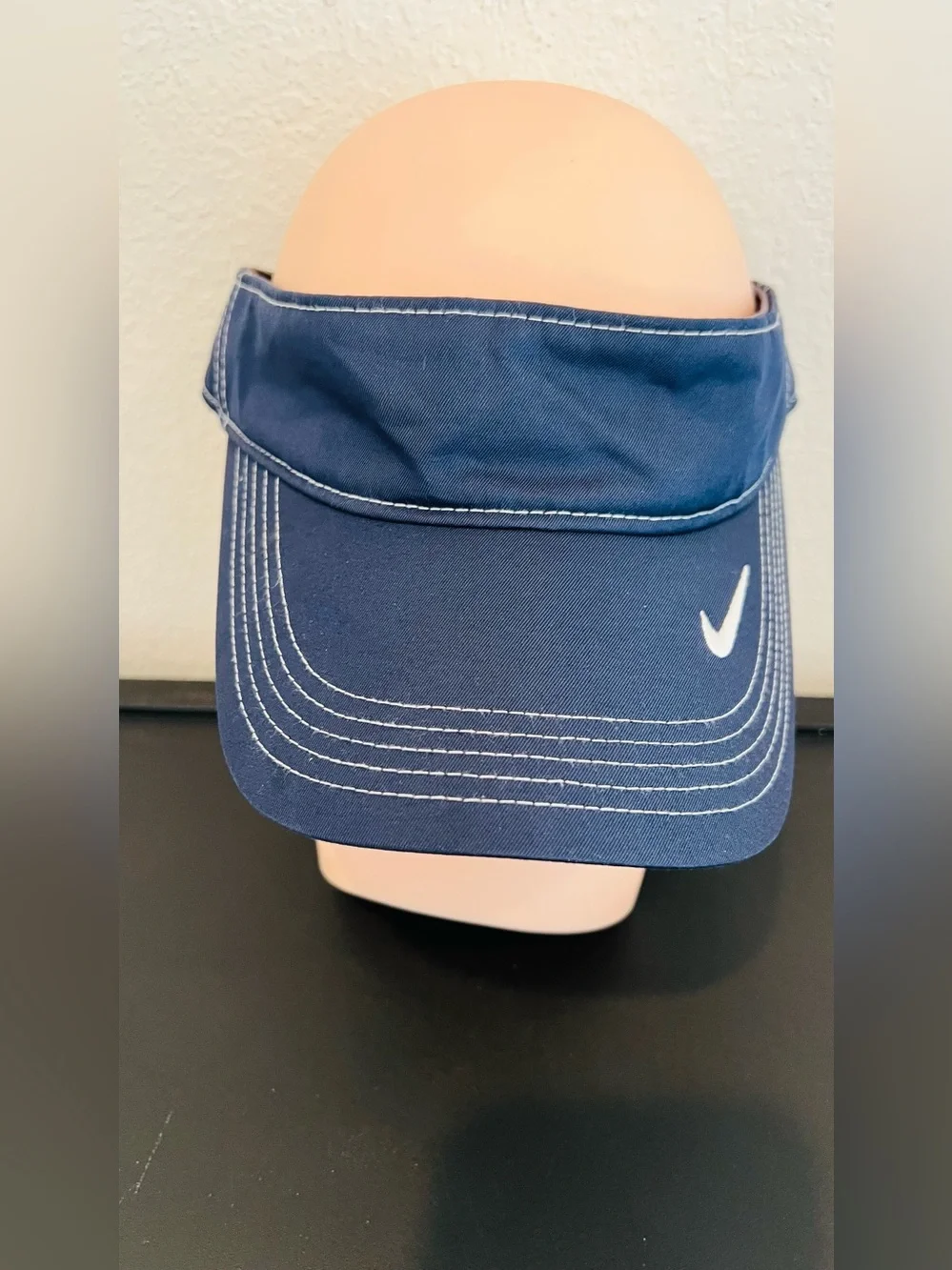 Nike Navy Blue Visor with White Swoosh one size fits all